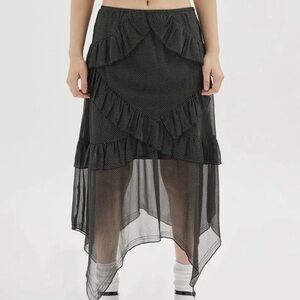 Urban outfitters black polka ruffle skirt